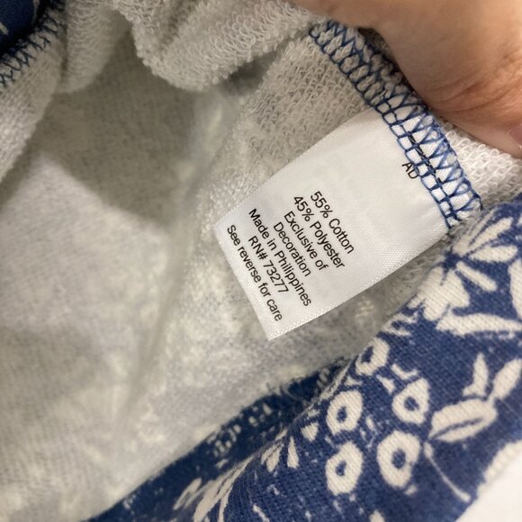 New LC Lauren Conrad Large Blue White Ditsy Floral Square Neck Puff Sleeve Blous - Picture 8 of 10